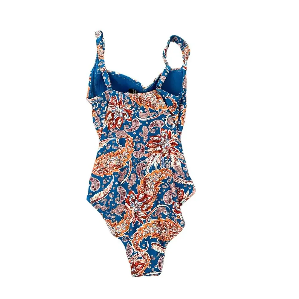 Nip Tuck One Piece Bathing Suit Swim Stretchy Paisley Beach Pool Vacation Sz 4
